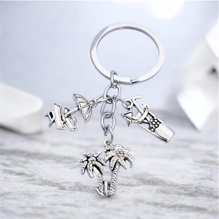 Sleutelhanger Palmboom ( ligbedden- parasol / Cocktail ) 7 x 3 cm
