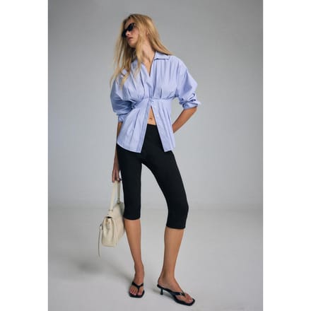 Stradivarius Popeline blouse met plooien  Hemelsblauw M
