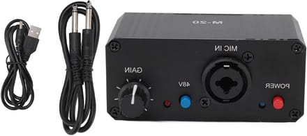 Microfoon Voorversterker - Microfoon Booster - Geluid Verbeteren - Lage Ruis Circuit - Compact Lichtgewicht - Zwart