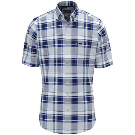 Fynch-Hatton Overhemd Colorful Combi Check Short Sleeve Button-Down Navy / male