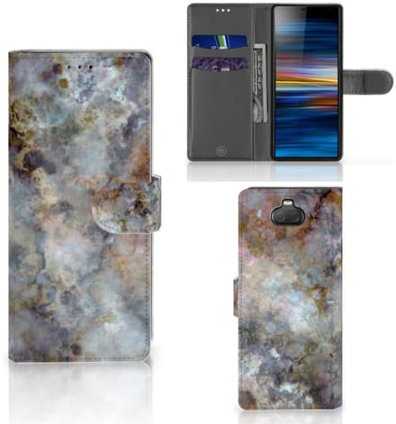 Sony Xperia 10 Bookcase Marmer Grijs