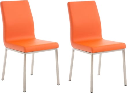 CLP Colmar Set van 2 eetkamerstoelen - RVS - Kunstlkeer - oranje