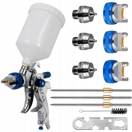 HVLP Verfspuitpistool 1.4/1.7/2.0mm met 3 Spuitmonden