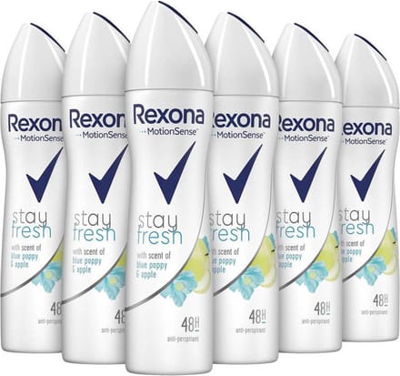 Rexona Deo Spray - Blue Poppy & Apple - Deodorant - 6x 150 ml - Voordeelverpakking
