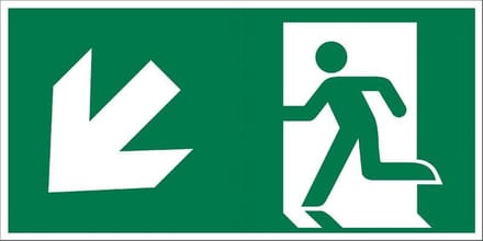 Pickup Vluchtweg - Trap af links - conform NEN-EN-ISO 7010 bord 30x15 cm
