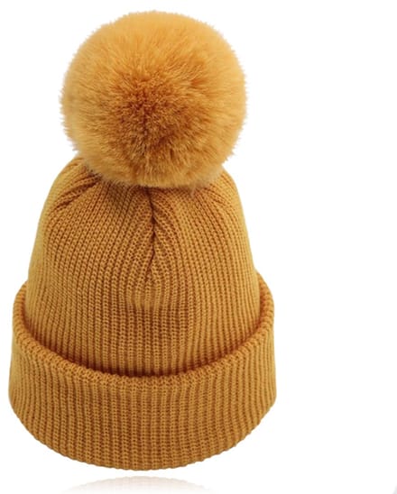 LGT JWLS Dames Beanie in Mosterdgeel - Met Pompon