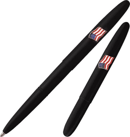 Bullet Space Pen, Mat Zwart met Amerikaanse Vlag Embleem (#600BAF)