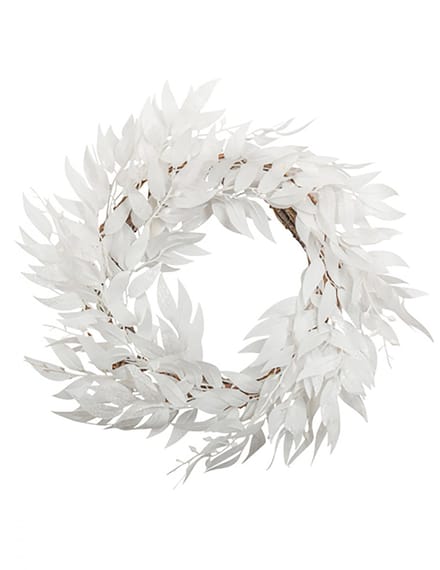 ARTYFETES - Krans van witte glitterbladeren 50 cm, kerstdecoratie