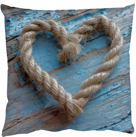 Sierkussens - Kussentjes Woonkamer - 45x45 cm - Hart - Touw - Hout - Rustiek