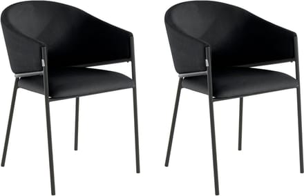 Martha-Eetkamerstoel - Zwart Stof - Set van 2