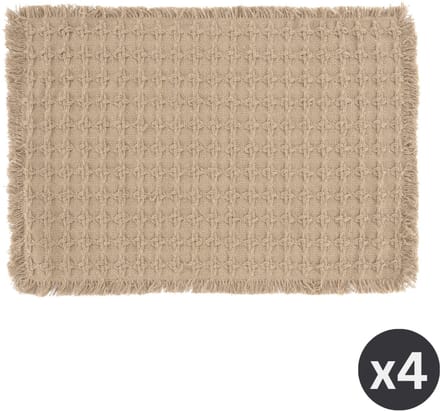Tiseco - Placemat YUNA - SET/4 - boho - stof - 33x45 cm, zand