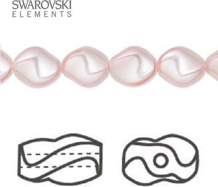Swarovski Elements, 20 stuks Swarovski curve parels, 9x8mm, rosaline, 5826
