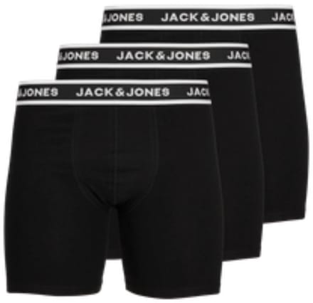 Jack & Jones heren 3P long boxers plus size solid zwart