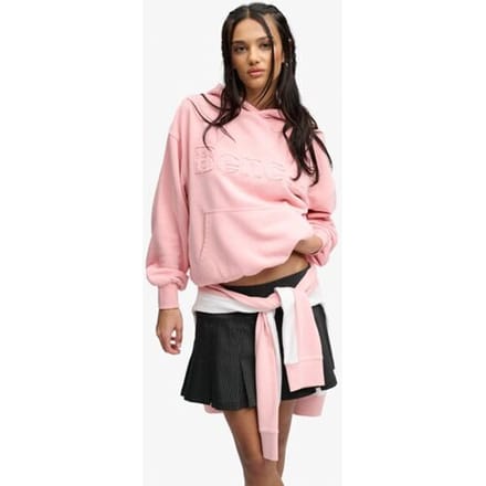 Superdry Bench Oversized Applique Hoodie Pink Grootte: 1SIZE