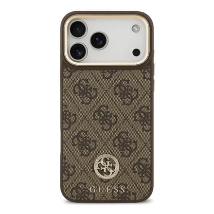 Guess Classic Strass Logo Leather Backcover met MagSafe voor de Apple iPhone 17 Pro Max - Bruin
