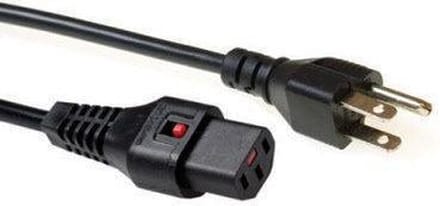 ACT Netsnoer USA male - C13 IEC Lock zwart 2 m, PC1063 AK5063