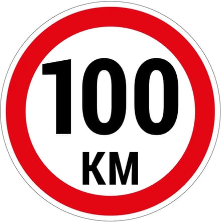 100 km bord | gecoat dibond materiaal | 10 cm
