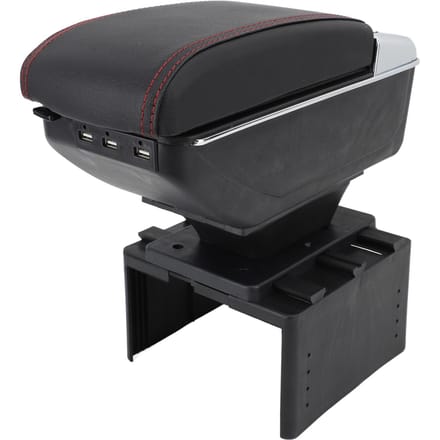 Voorste Middenconsole Armsteun Box Uitschuifbare Armsteun Organizer Opbergdoos Universele Pasvorm voor de Meeste Voertuigen Rode Lijn black