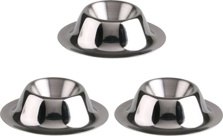 Eierdopjes - 6x - zilver - RVS /metaal - Dia 8 cm - brede onderzijde