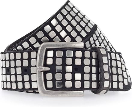 b.belt riem Quinn Silver Leder-Nietengürtel W105 Black zwart
