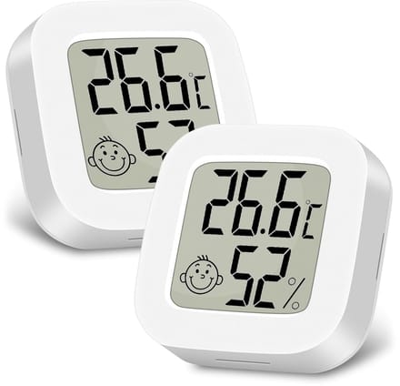 2x Digitale Hygrometer & Thermometer Binnen met LCD-Display en Vochtigheidsindicator