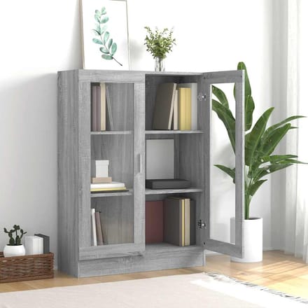 vidaXL - Vitrinekast - 82,5x30,5x115 - cm - bewerkt - hout - grijs - sonoma - eiken