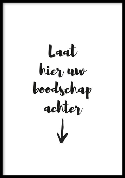 Poster Boodschap - WC Posters - Inclusief lijst - 21x30 cm - A4 - Ingelijst - WALLLL