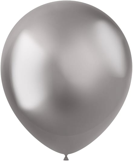 Ballonnen Intense Silver Metal Shine 33cm - 10 stuks