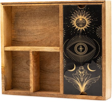 Tarotdoos met Vier Vakken en Kaarthouder Mangohout