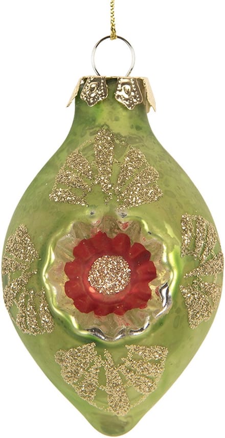 Clayre & Eef Kerstbal Overig Ø 5x8 cm Groen Glas Kerstballen