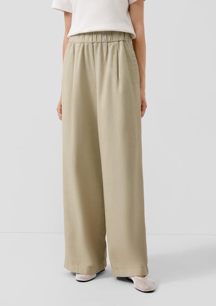 s.Oliver - female - Twill broek met wijde pijpen en plooi