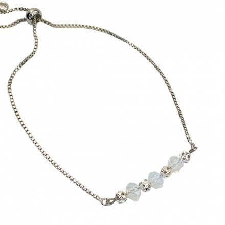 Zilverkleurige Armband met wit - verstelbaar - Charme Bijoux