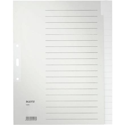 Leitz 1220 Register DIN A4, Bovenbreedte blanco Manila papier Grijs 20 tabbladen 12200085
