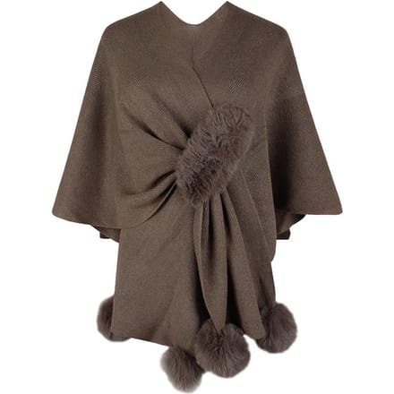 Dames wintermode effen kleur haarbal cape trui sjaal breien warm breien warm One size koffie