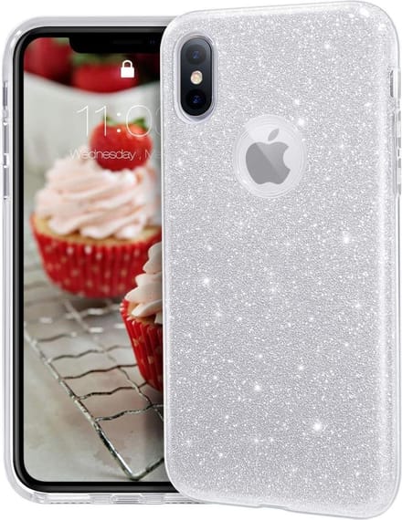 Geschikt voor Apple iPhone XR Backcover - Zilver - Glitter Bling Bling - TPU case
