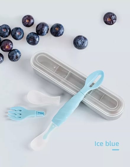 Multifunctioneel Vork & lepel - Bestek baby en kind- Oefenbestek - blauw
