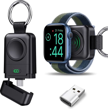 Draagbare USB C Lader draadloze magnetisch horloge oplader X27, 1400 mAh Key Ring Magnetic wireless Charger