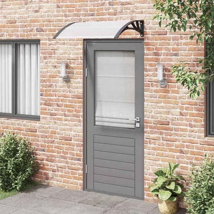 Deurluifel Polycarbonaat - Regenkap Entree - Entree Beschermen - Aluminium Constructie - 100 x 75 cm - Zwart