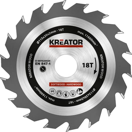 Kreator KRT020434 Zaagblad hout - Ø115 mm - 18 T