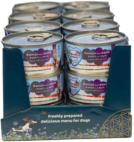 24x Renske Blik Vers Gestoomd Complete Menu Eend - Konijn Graanvrij 95 gr