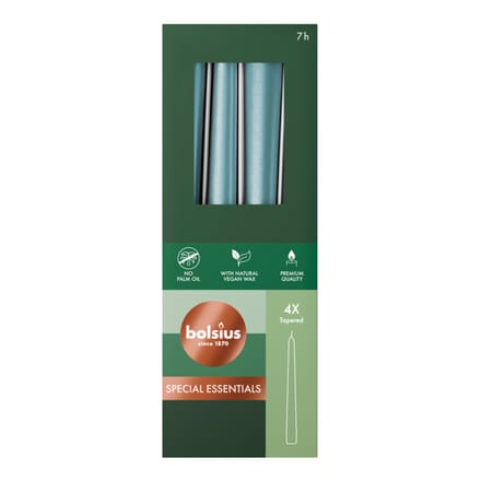 Bolsius - Gotische kaarsen - 245/24 - 4 stuks per verpakking - Special Essentials - Metallic Blue