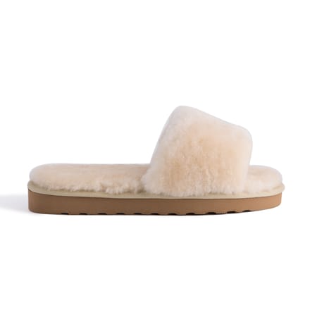 Aus Wooli Australia Womens Schapenvacht Fluff Slide Slippers Cream