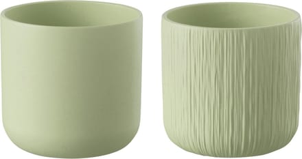 J-Line bloempot Gen - keramiek - pistache - extra small - 2 stuks - Ø 11 cm