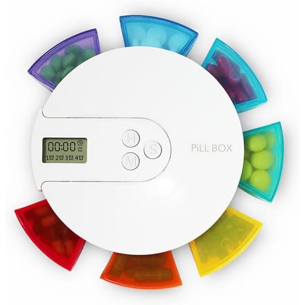 Pilulier électronique avec rappel intelligent Portable 7 compartiments Organisateur de pilules hebdomadaire avec minuterie 1224 multicolore