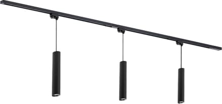 Qub Focus Railverlichting - Zwart - 200 cm - I-Vorm - 3x Hanglampen - Dimbaar - Complete Set