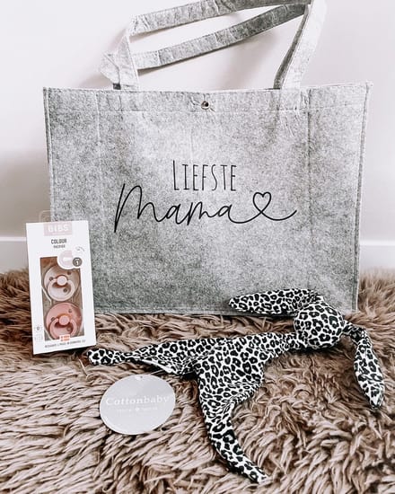 Kleine Frum - Liefste mama - Shopper - Moederdag - tas - cadeau - grijs