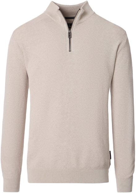 Casa Moda - Half zip trui - Heren - L - Gebroken wit - Katoen - 454479000