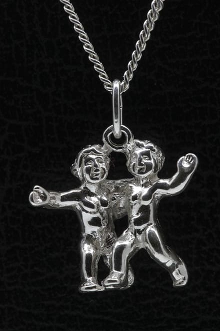 Zilveren Sterrenbeeld Tweelingen ketting hanger - groot