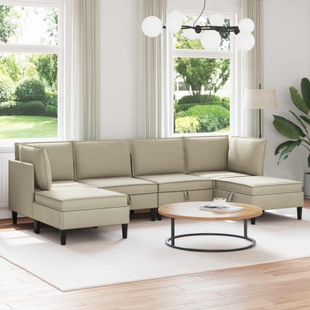 vidaXL Woonkamer Meubelset 6 st Zand Stof
