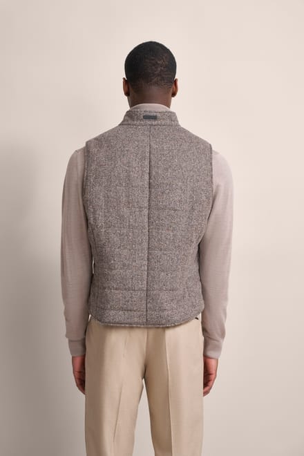 Bugatti Herren Waistcoat met ton-sur-ton visgraatmotief
